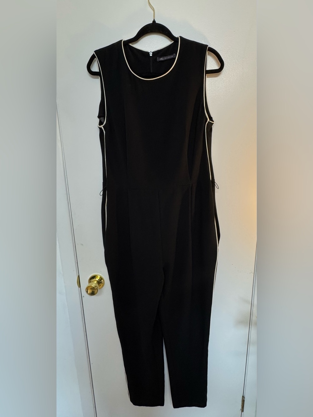 M&S Collection Sleeveless Black Jumpsuit with White Piping